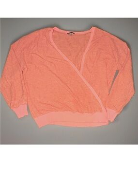 VENUS Coral Mock Wrap-Front V-Neck Knit Sweater